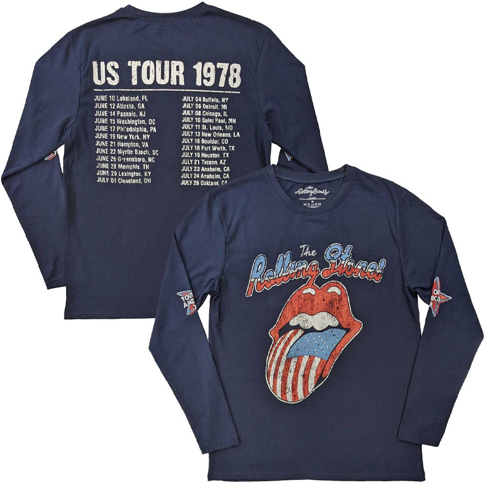 ROLLING STONES ローリングストーンズ (来日 35周年 記念 ) - US Tour '78 (復刻ツアーTシリーズ) / バックプリントあり / 長袖 / アームプリントあり / Tシャツ / メンズ - PGS